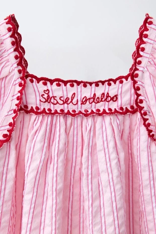 Платье в полоску с вышивкой Sissel Edelbo X Zara Kids- Заказать в России