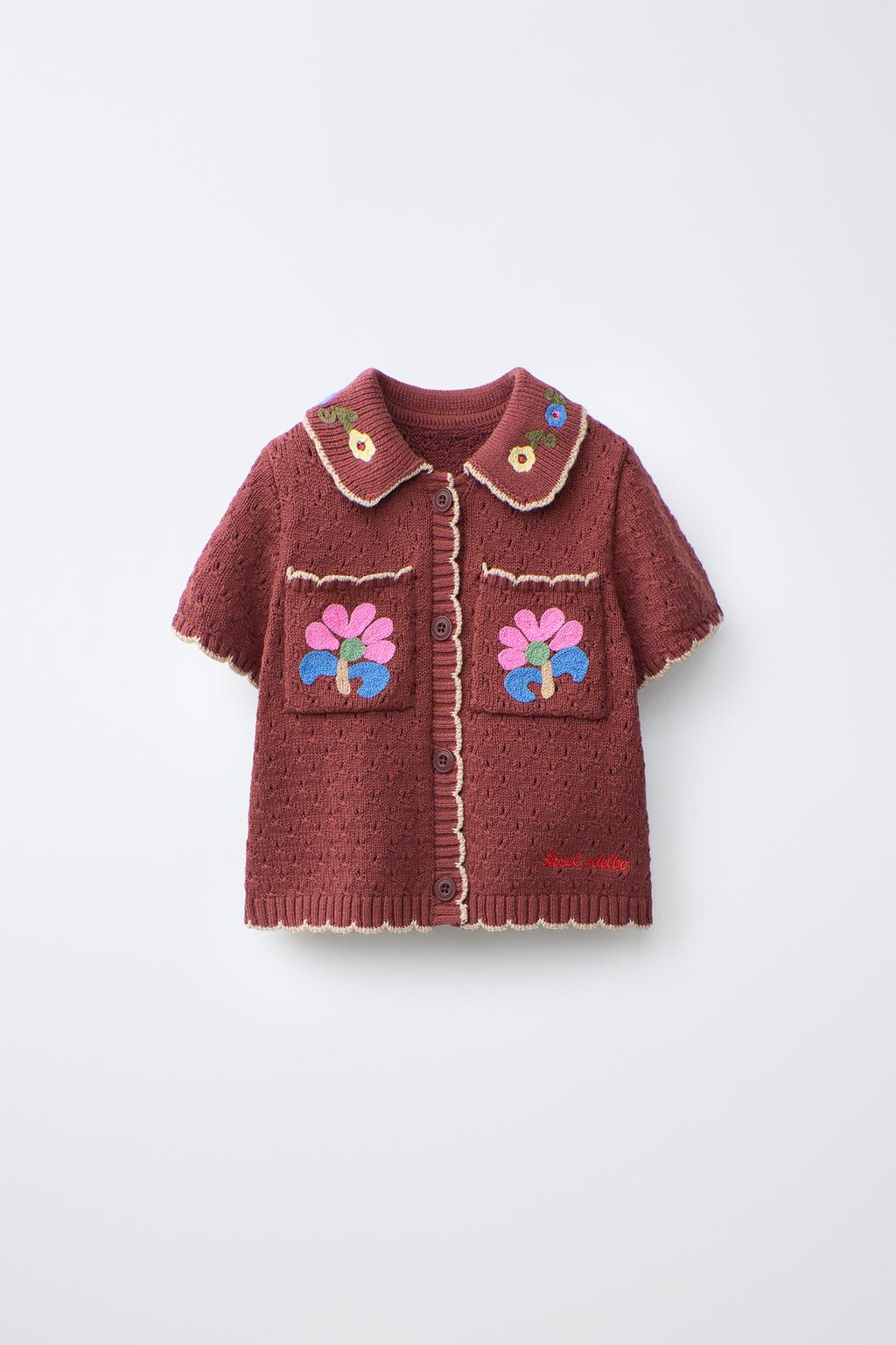 ТРИКОТАЖНОЕ ПОЛО С ЦВЕТОЧНОЙ ВЫШИВКОЙ SISSEL EDELBO X ZARA KIDS
