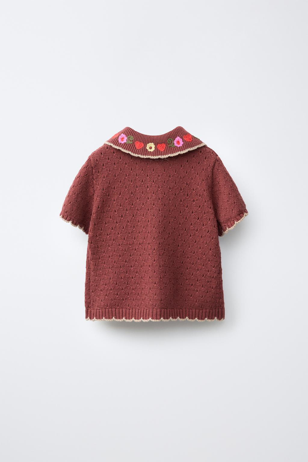 ТРИКОТАЖНОЕ ПОЛО С ЦВЕТОЧНОЙ ВЫШИВКОЙ SISSEL EDELBO X ZARA KIDS