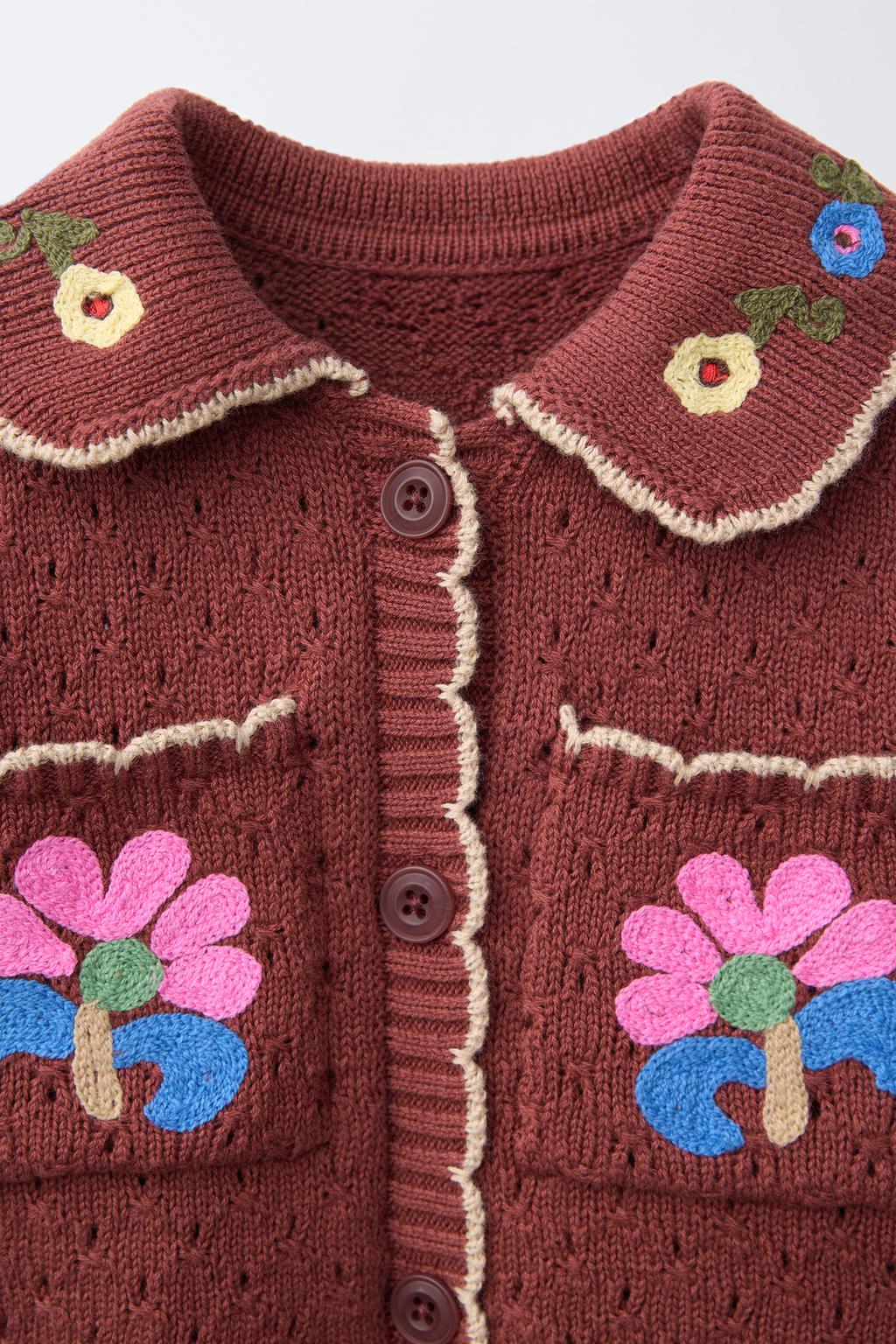 ТРИКОТАЖНОЕ ПОЛО С ЦВЕТОЧНОЙ ВЫШИВКОЙ SISSEL EDELBO X ZARA KIDS