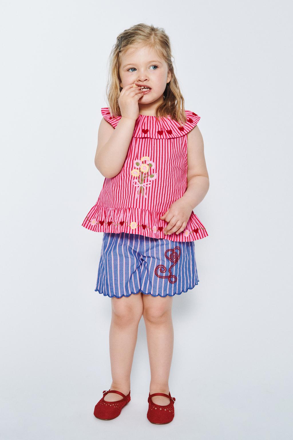 ШОРТЫ В ПОЛОСКУ С ВЫШИВКОЙ SISSEL EDELBO X ZARA KIDS