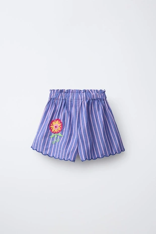 Шорты в полоску с вышивкой Sissel Edelbo X Zara Kids- Заказать в России