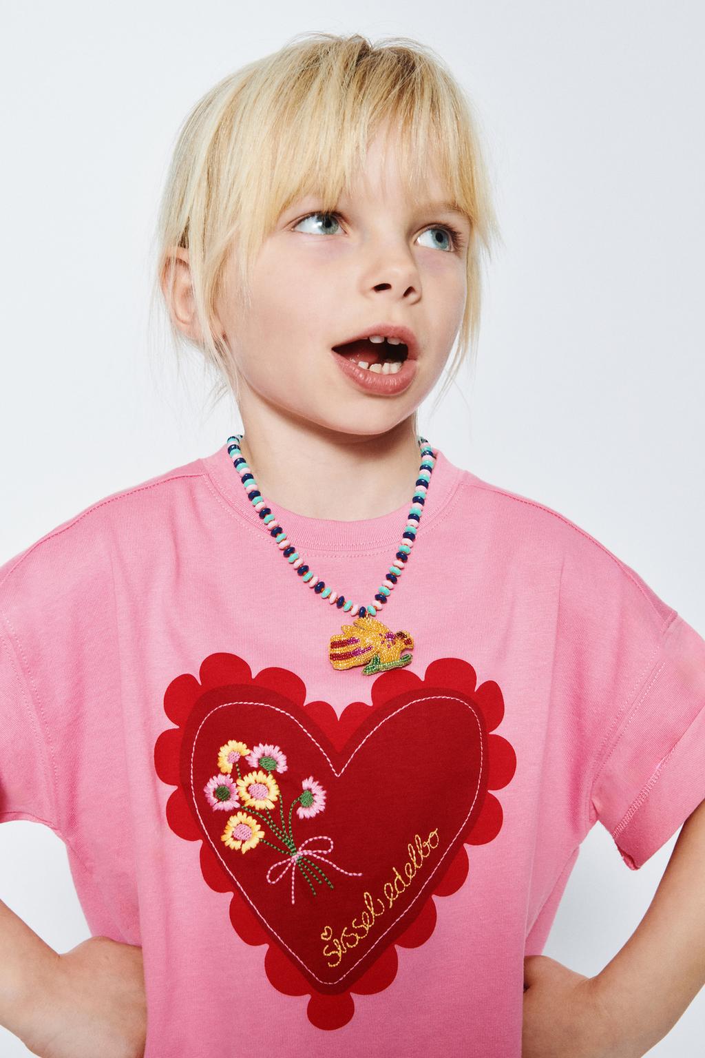 ФУТБОЛКА С СЕРДЦЕМ И ВЫШИВКОЙ SISSEL EDELBO X ZARA KIDS