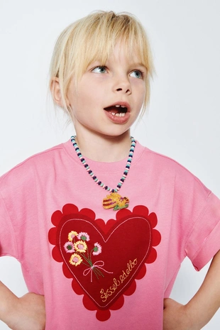 Футболка с сердцем и вышивкой Sissel Edelbo X Zara Kids- Заказать в России