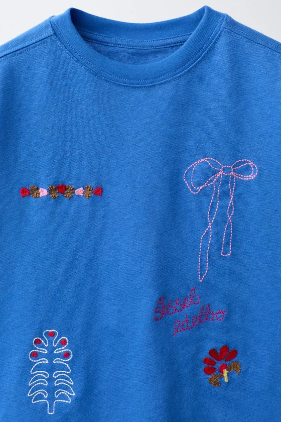 ФУТБОЛКА С ВЫШИВКОЙ SISSEL EDELBO X ZARA KIDS