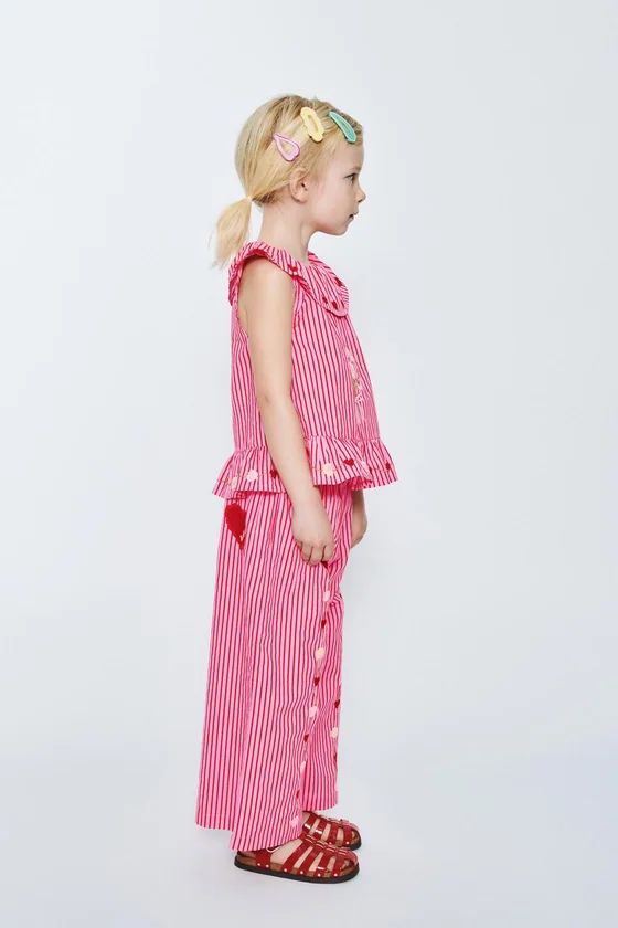 БРЮКИ В ПОЛОСКУ С ВЫШИВКОЙ SISSEL EDELBO X ZARA KIDS