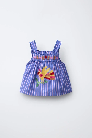 Топ в полоску с вышивкой Sissel Edelbo X Zara Kids- Заказать в России