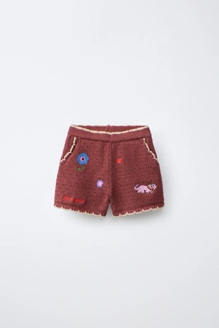 Шорты из трикотажа с вышитыми цветами Sissel Edelbo X Zara Kids- Заказать в России