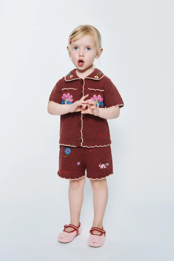 ШОРТЫ ИЗ ТРИКОТАЖА С ВЫШИТЫМИ ЦВЕТАМИ SISSEL EDELBO X ZARA KIDS
