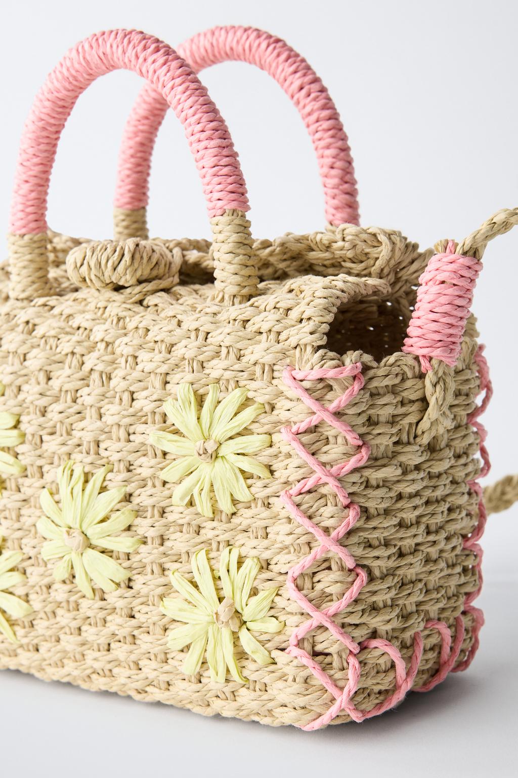 СУМКА ИЗ РАФИИ С ЦВЕТОЧНЫМ ДЕКОРОМ