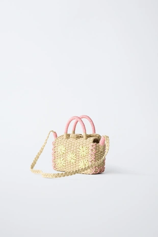 Сумка из рафии с цветочным декором- Заказать в России