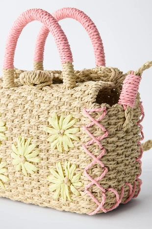 Сумка из рафии с цветочным декором- Заказать в России