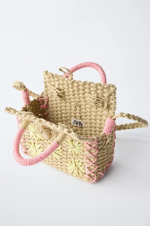 Сумка из рафии с цветочным декором- Заказать в России