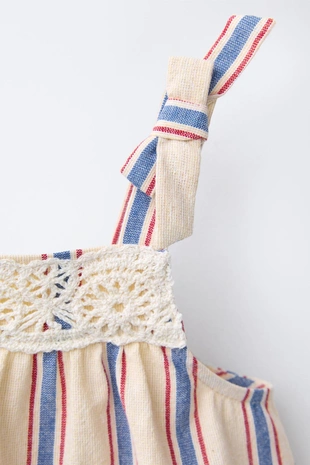 Топ в полоску с кружевом кроше- Заказать в России