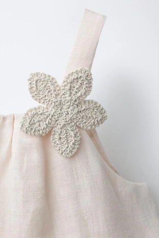 Льняной комбинезон с цветочным кружевом- Заказать в России