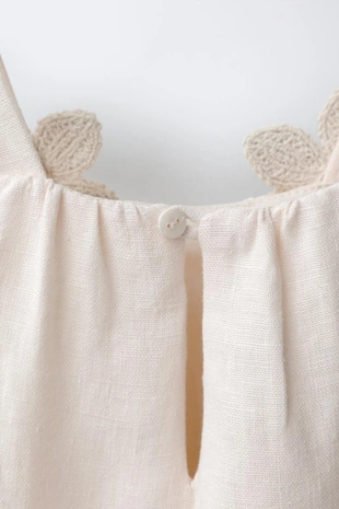 Льняной комбинезон с цветочным кружевом- Заказать в России