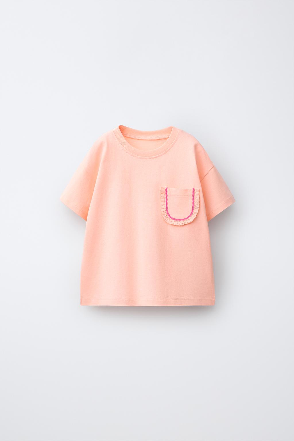 ФУТБОЛКА С КАРМАНОМ И ВОЛАНАМИ