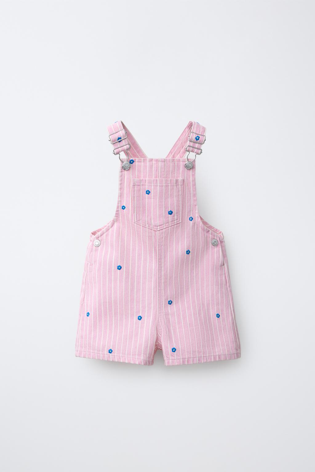 КОРОТКИЙ КОМБИНЕЗОН ИЗ САРЖИ В ПОЛОСКУ С ВЫШИВКОЙ ЦВЕТОВ