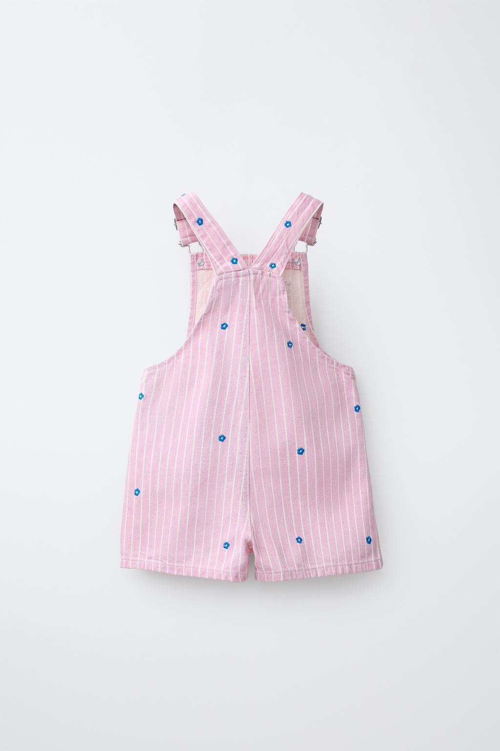 КОРОТКИЙ КОМБИНЕЗОН ИЗ САРЖИ В ПОЛОСКУ С ВЫШИВКОЙ ЦВЕТОВ