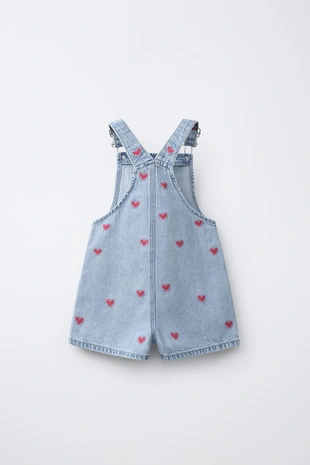 Джинсовый комбинезон с вышитыми сердцами- Заказать в России