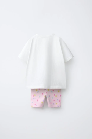 Комплект из футболки и велосипедных легинсов с цветочным принтом- Заказать в России