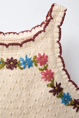 Трикотажный топ с цветочной вышивкой- Заказать в России