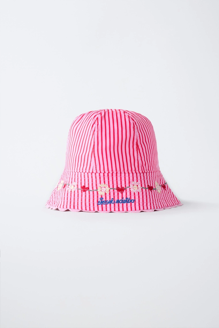 Полосатая панамка с вышивкой sissel edelbo x zara kids