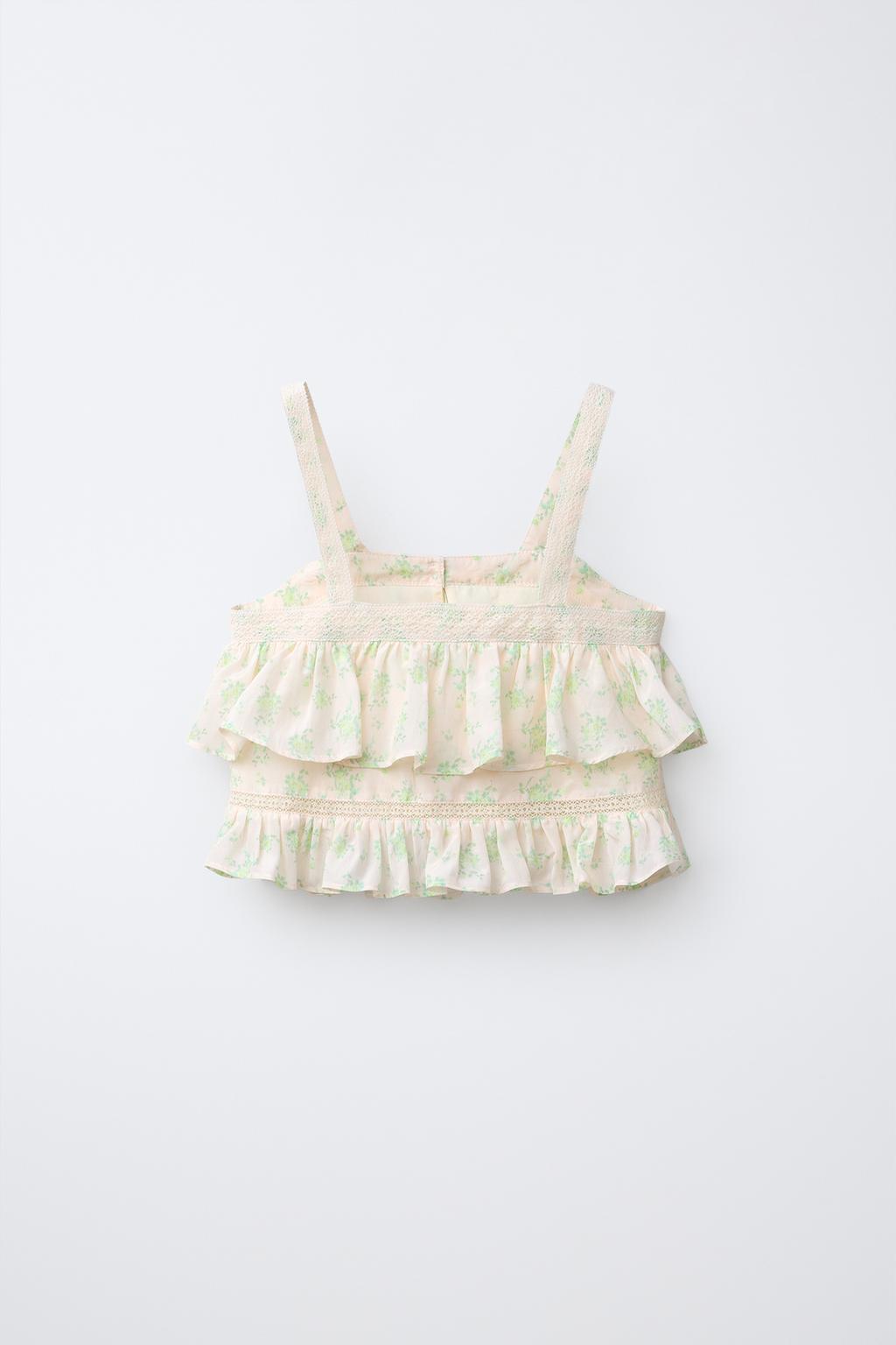 ТОП С ДВОЙНЫМ ВОЛАНОМ И ЦВЕТОЧНЫМ УЗОРОМ