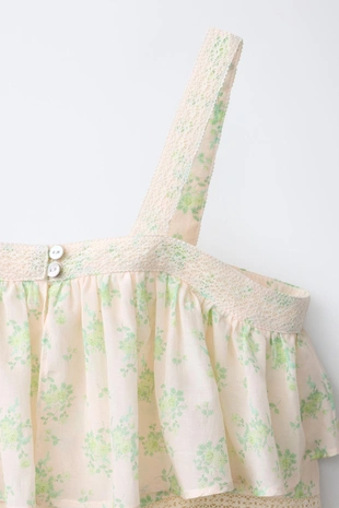 Топ с двойным воланом и цветочным узором- Заказать в России