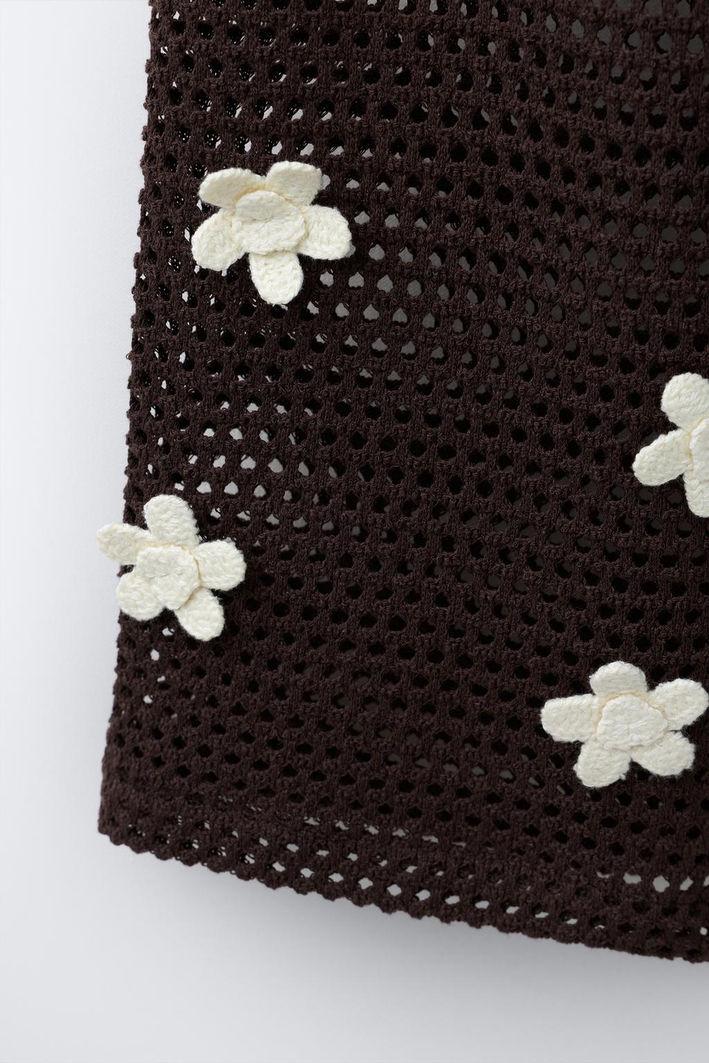 БРЮКИ WIDE LEG С ВЯЗАНЫМИ ЦВЕТАМИ