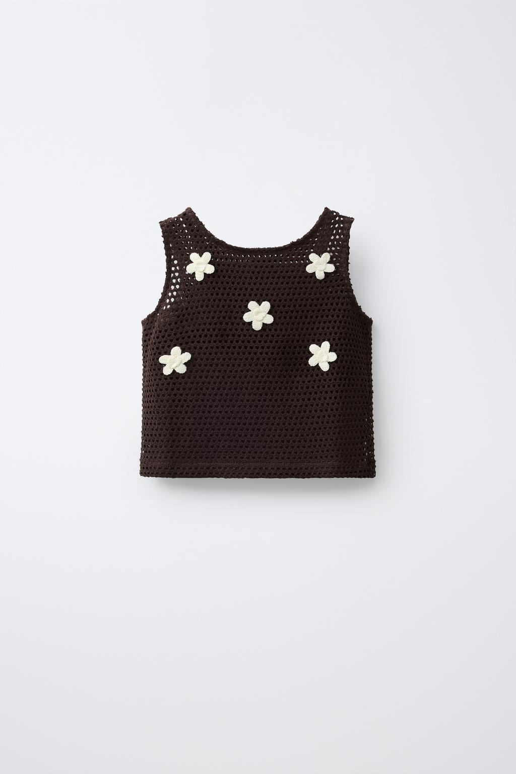 ТОП ИЗ КРУЖЕВА КРОШЕ С ЦВЕТАМИ