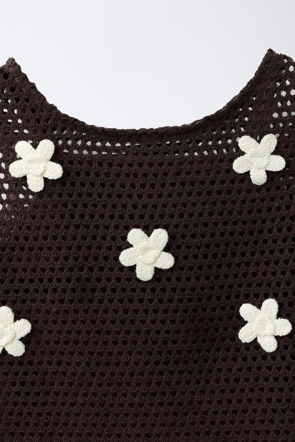 ТОП ИЗ КРУЖЕВА КРОШЕ С ЦВЕТАМИ