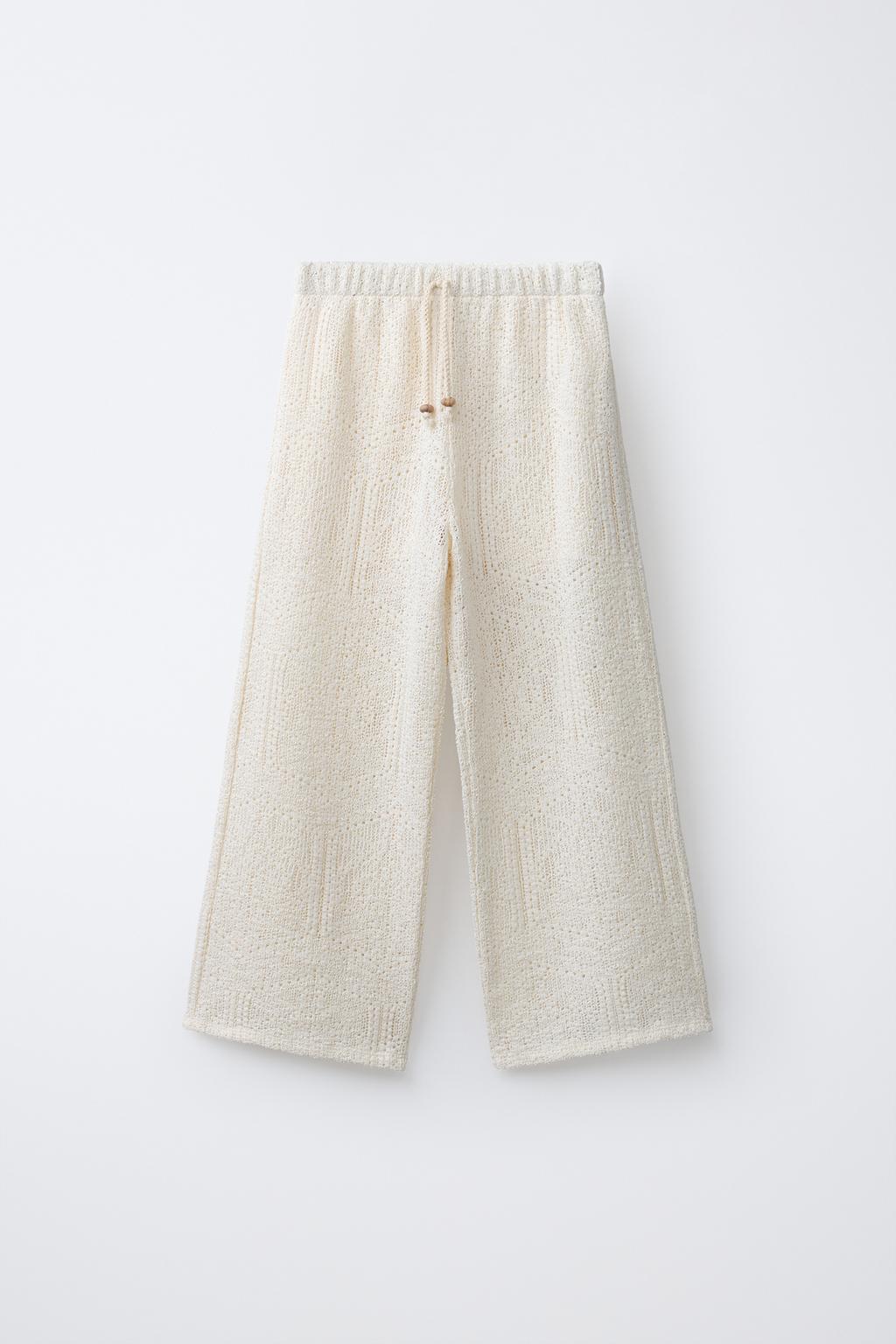 БРЮКИ WIDE LEG ИЗ АЖУРНОГО ТРИКОТАЖА