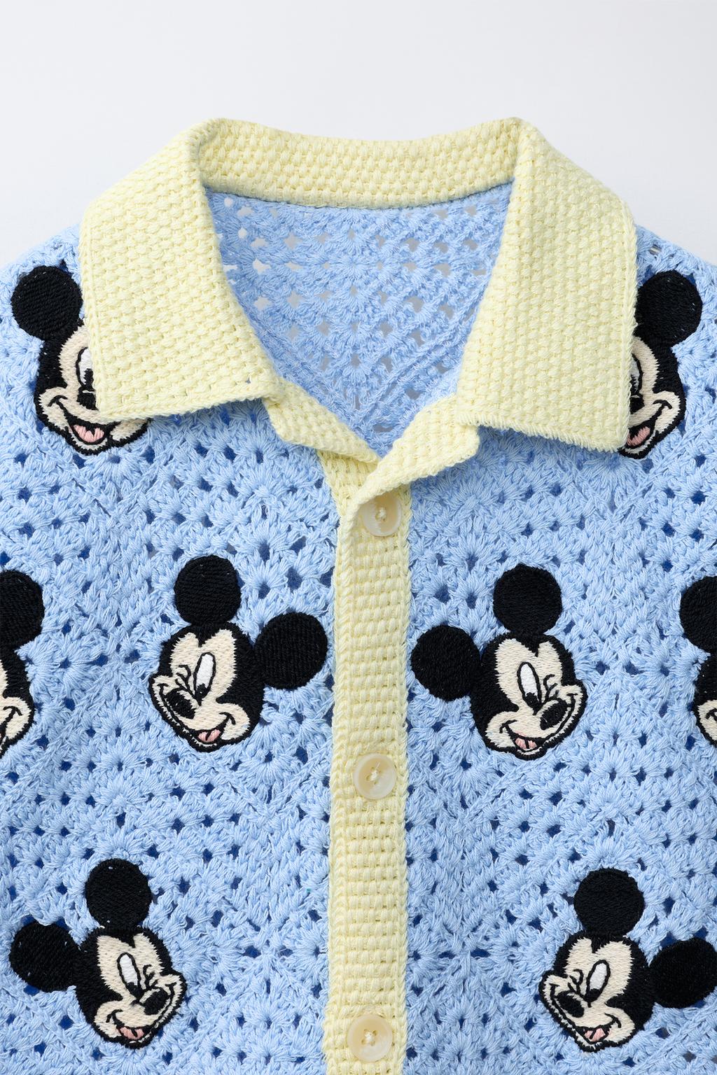 РУБАШКА-ПОЛО ИЗ ВЯЗАНОГО КРЮЧКОМ ПОЛОТНА С ПРИНТОМ MICKEY MOUSE © DISNEY