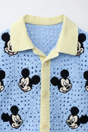 Рубашка-поло из вязаного крючком полотна с принтом Mickey Mouse © Disney- Заказать в России