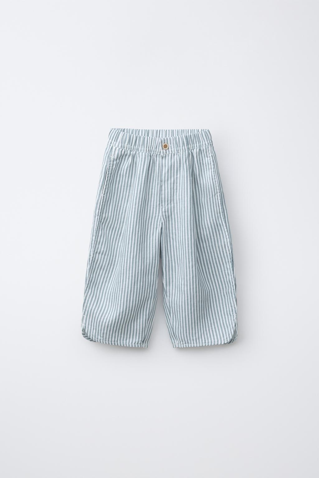 БРЮКИ ИЗ 100% ЛЬНА В ПОЛОСКУ