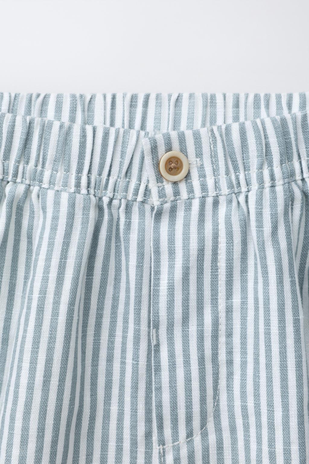 БРЮКИ ИЗ 100% ЛЬНА В ПОЛОСКУ