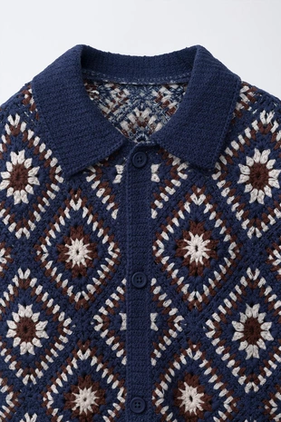 Рубашка кроше в ромб- Заказать в России