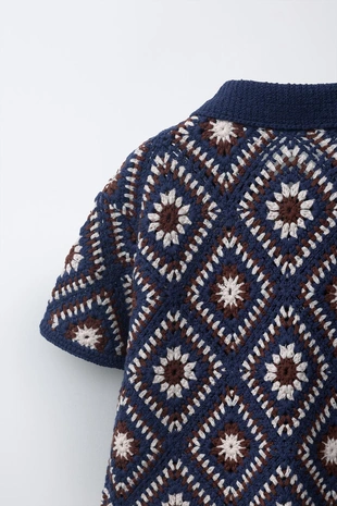 Рубашка кроше в ромб- Заказать в России