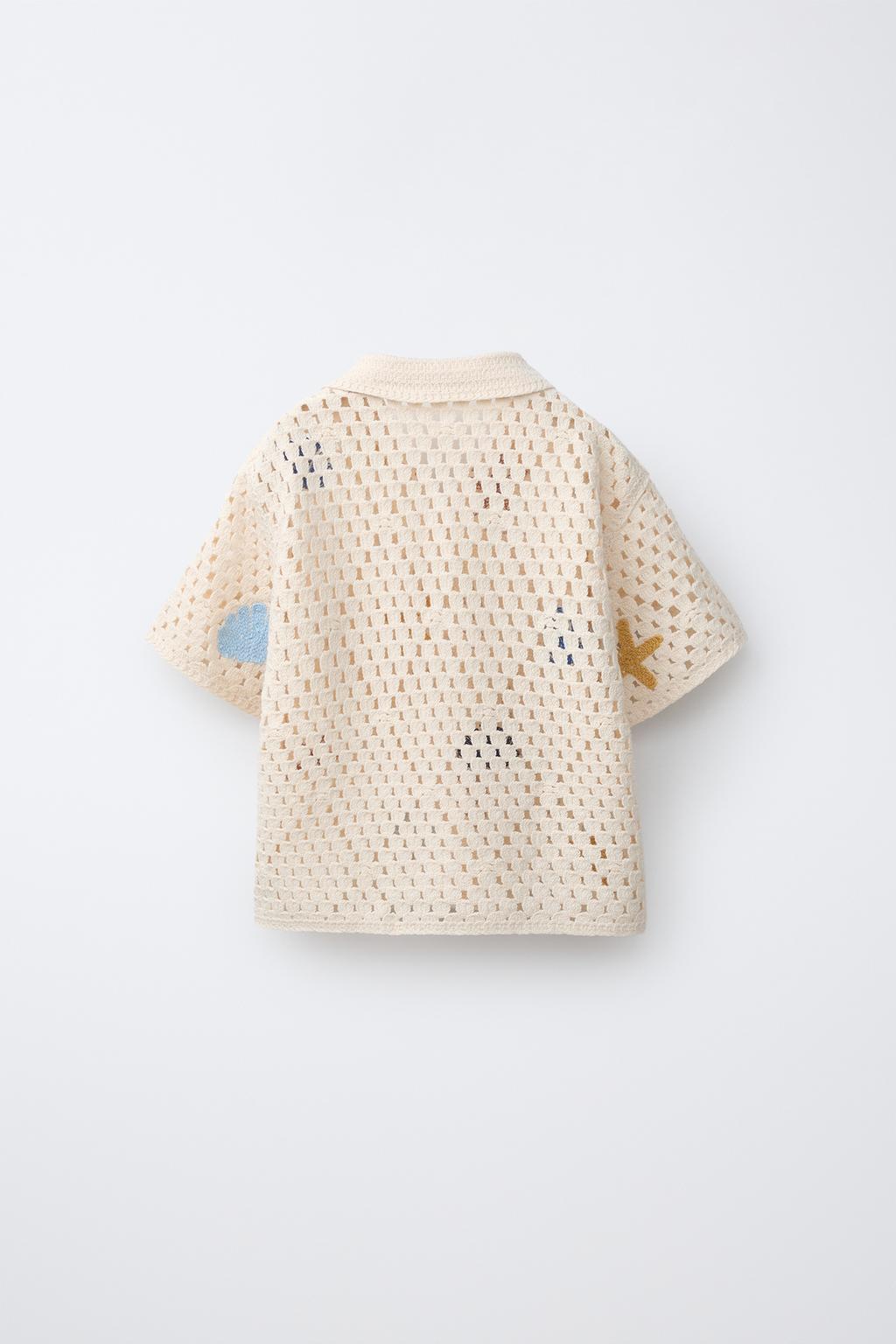 РУБАШКА ИЗ КРУЖЕВА КРОШЕ С МОРСКИМИ МОТИВАМИ