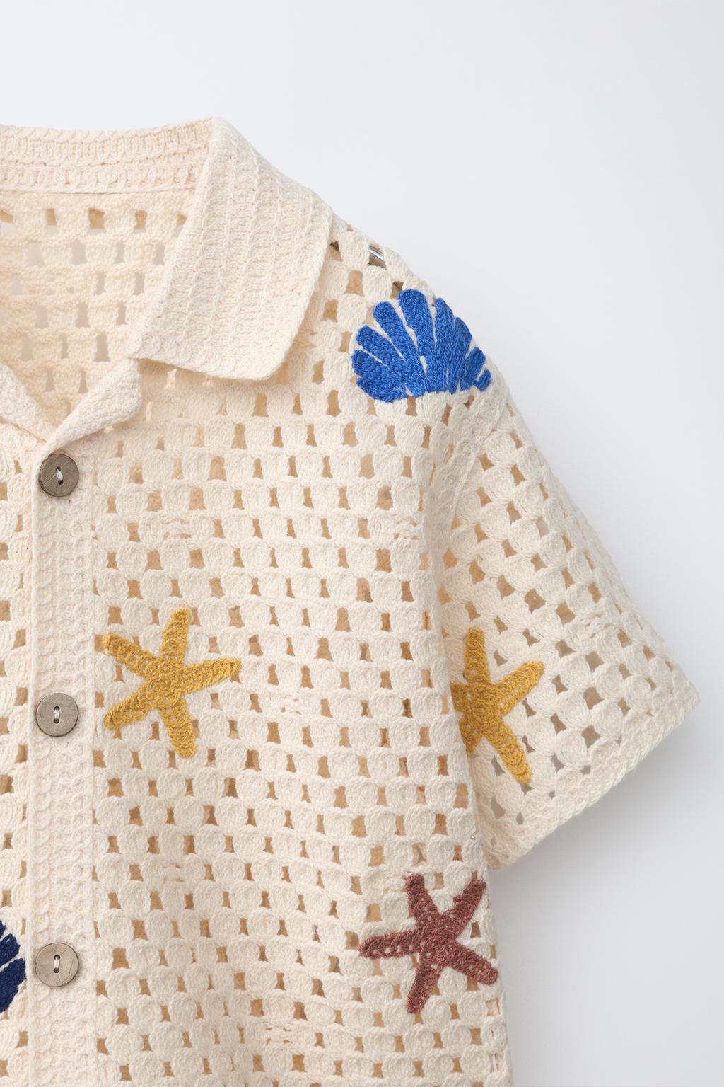 РУБАШКА ИЗ КРУЖЕВА КРОШЕ С МОРСКИМИ МОТИВАМИ