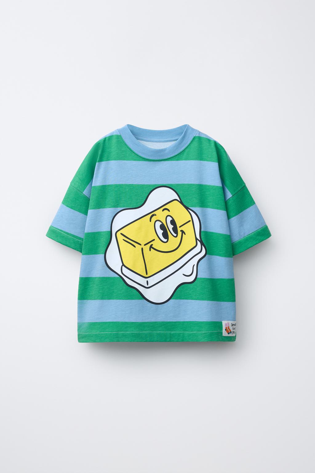 ФУТБОЛКА В ПОЛОСКУ С ПРИНТОМ МАСЛА