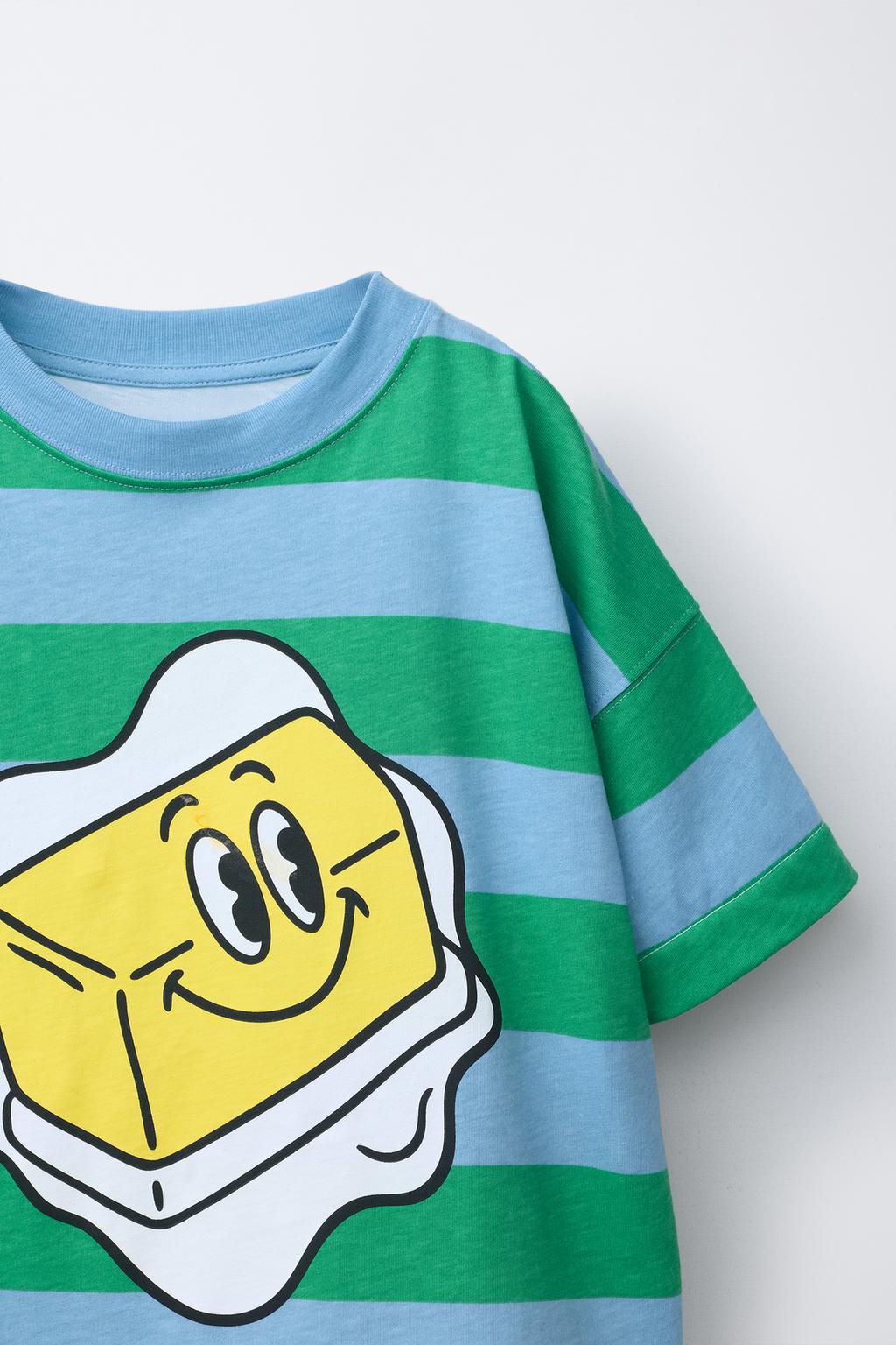 ФУТБОЛКА В ПОЛОСКУ С ПРИНТОМ МАСЛА