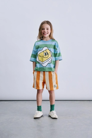 Футболка в полоску с принтом масла- Заказать в России