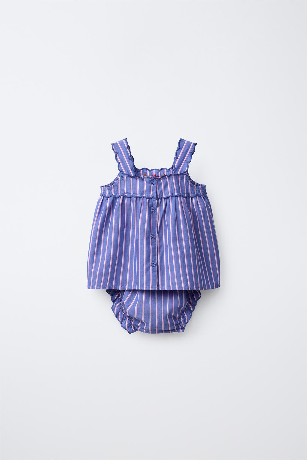 КОМПЛЕКТ ИЗ БЛУЗЫ И ТРУСОВ В ПОЛОСКУ С ВЫШИВКОЙ SISSEL EDELBO X ZARA KIDS