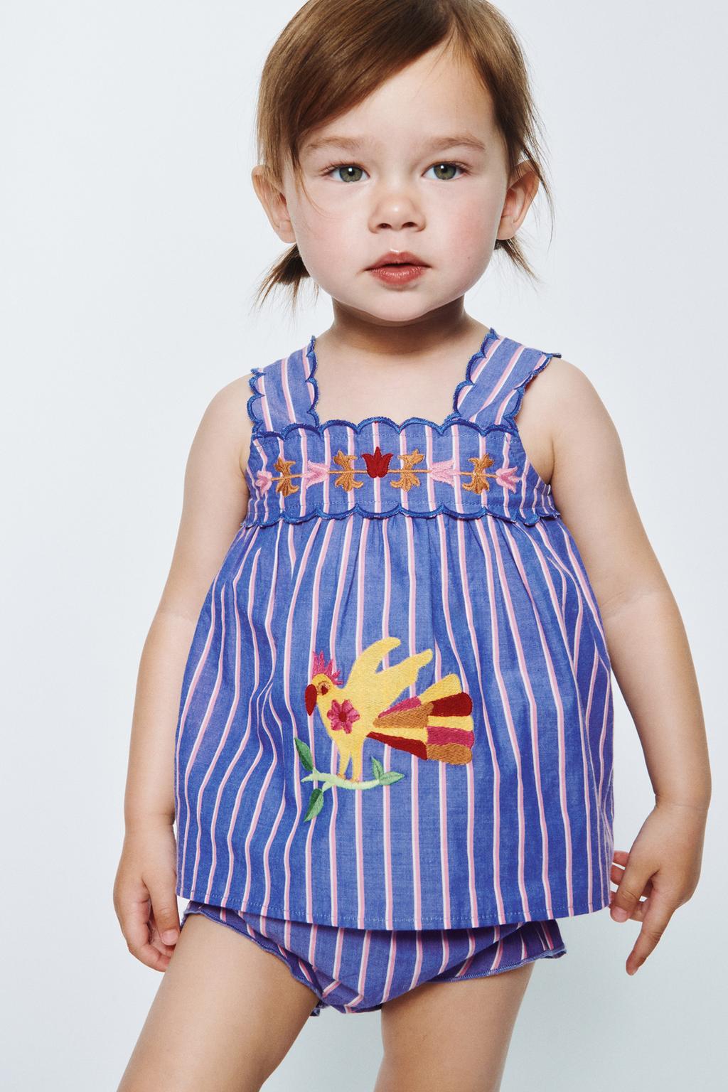 КОМПЛЕКТ ИЗ БЛУЗЫ И ТРУСОВ В ПОЛОСКУ С ВЫШИВКОЙ SISSEL EDELBO X ZARA KIDS