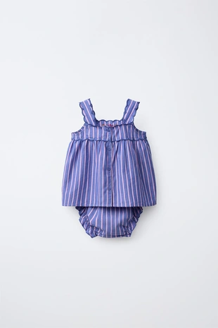 Комплект из блузы и трусов в полоску с вышивкой Sissel Edelbo X Zara Kids- Заказать в России
