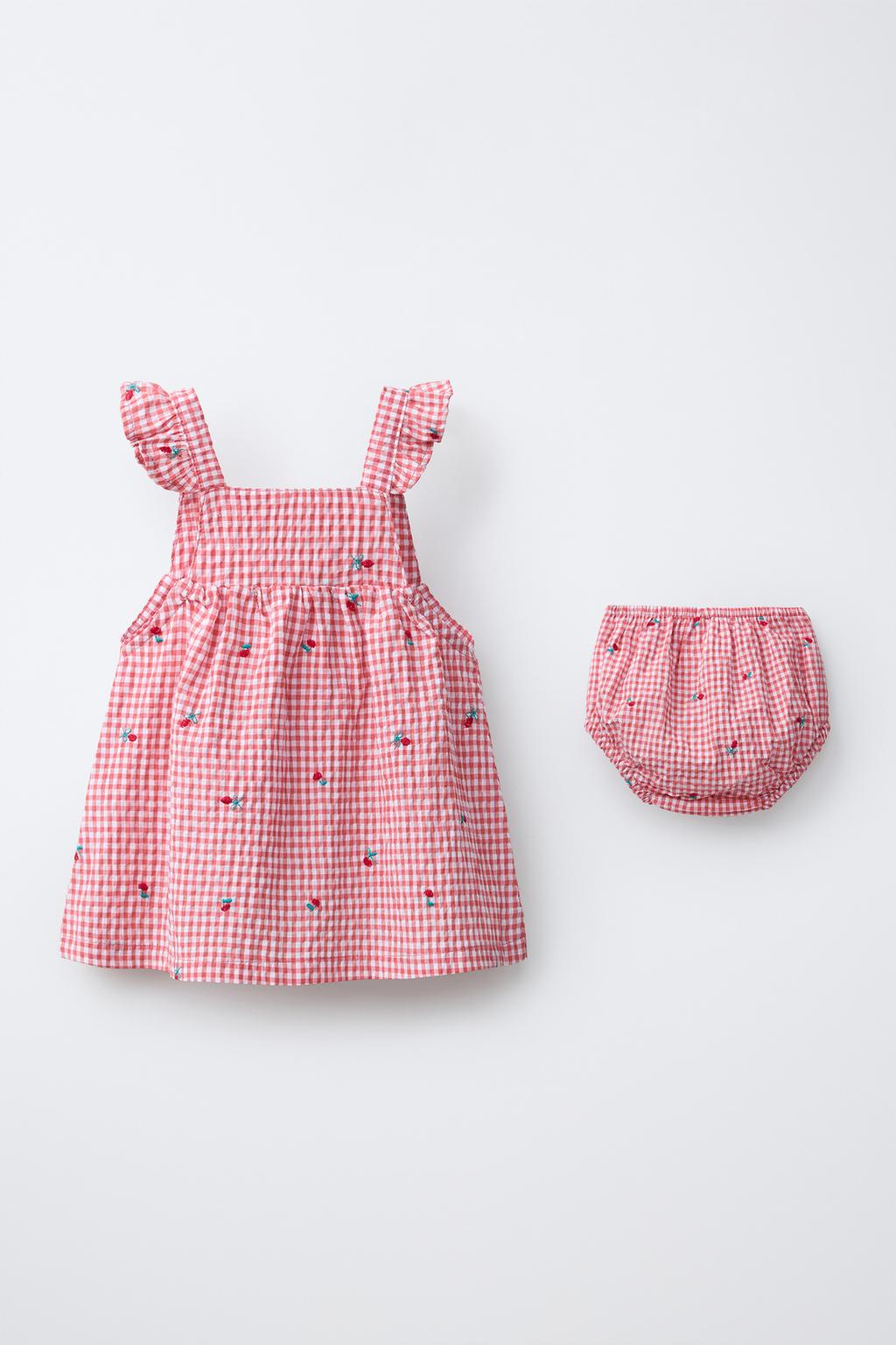 ПЛАТЬЕ И ТРУСЫ В КЛЕТКУ ВИШИ С ВЫШИВКОЙ «ЦВЕТЫ»