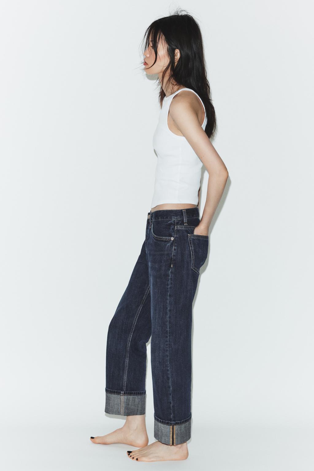 ДЖИНСЫ TRF ПРЯМОГО КРОЯ С ОТВОРОТАМИ И СРЕДНЕЙ ПОСАДКОЙ