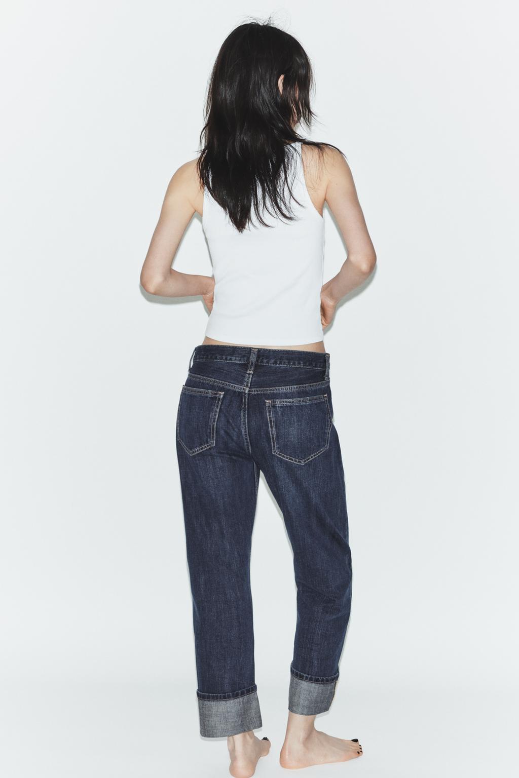 ДЖИНСЫ TRF ПРЯМОГО КРОЯ С ОТВОРОТАМИ И СРЕДНЕЙ ПОСАДКОЙ